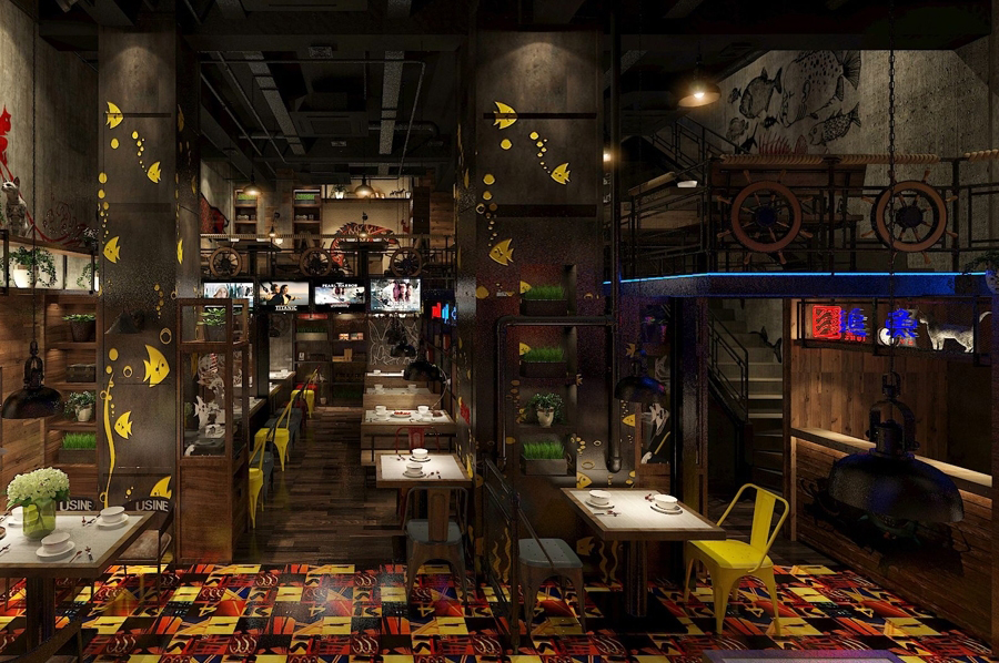 紙上烤魚(yú)店裝修